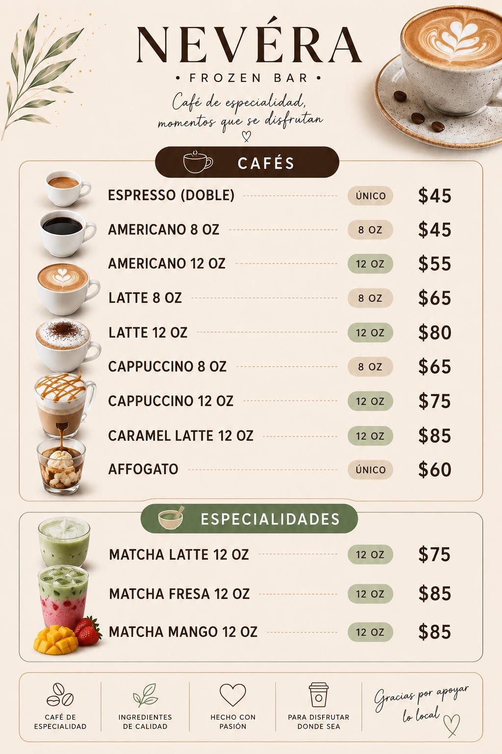 Menú de Nevéra Frozen Bar
