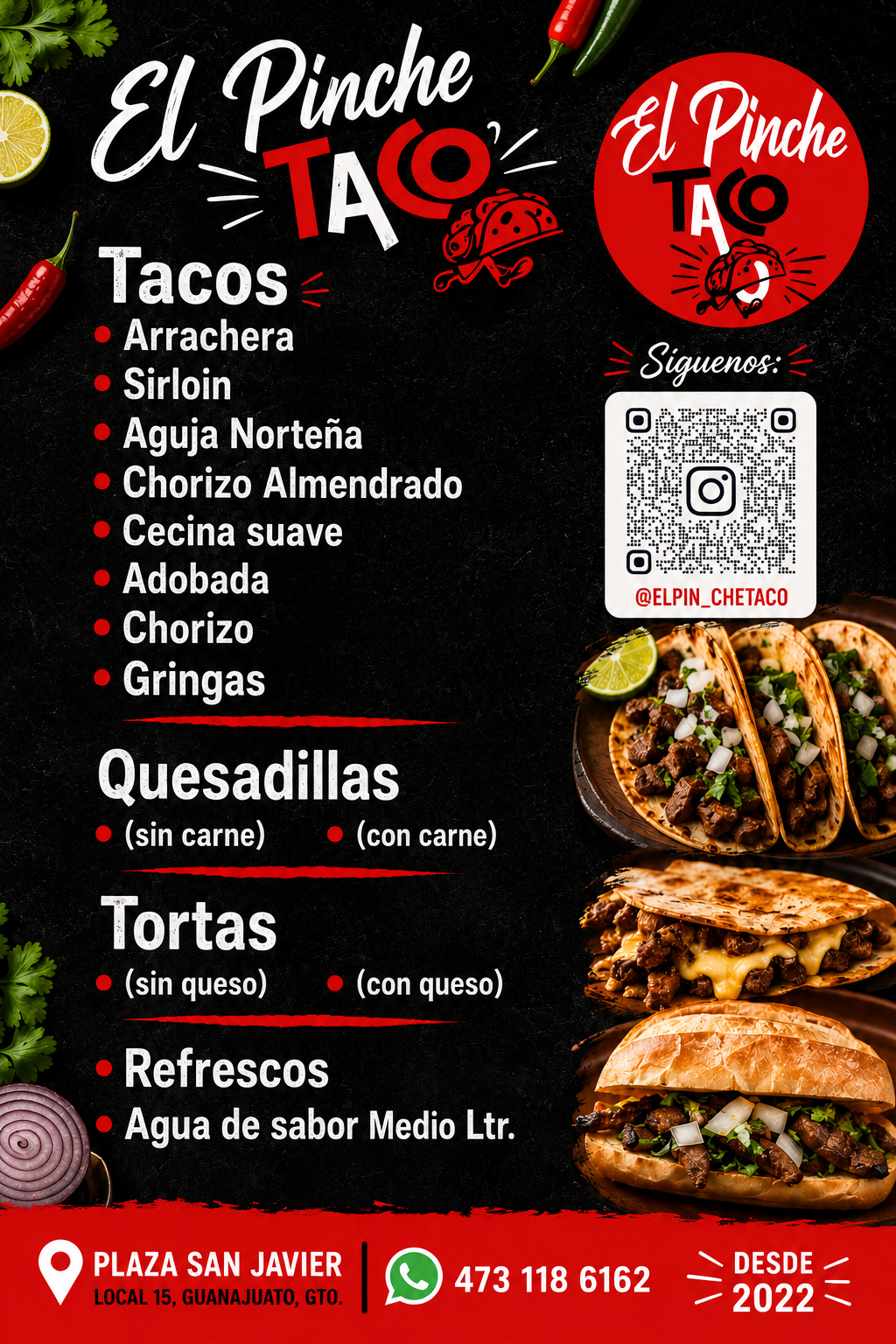 Menú de El Pinche Taco